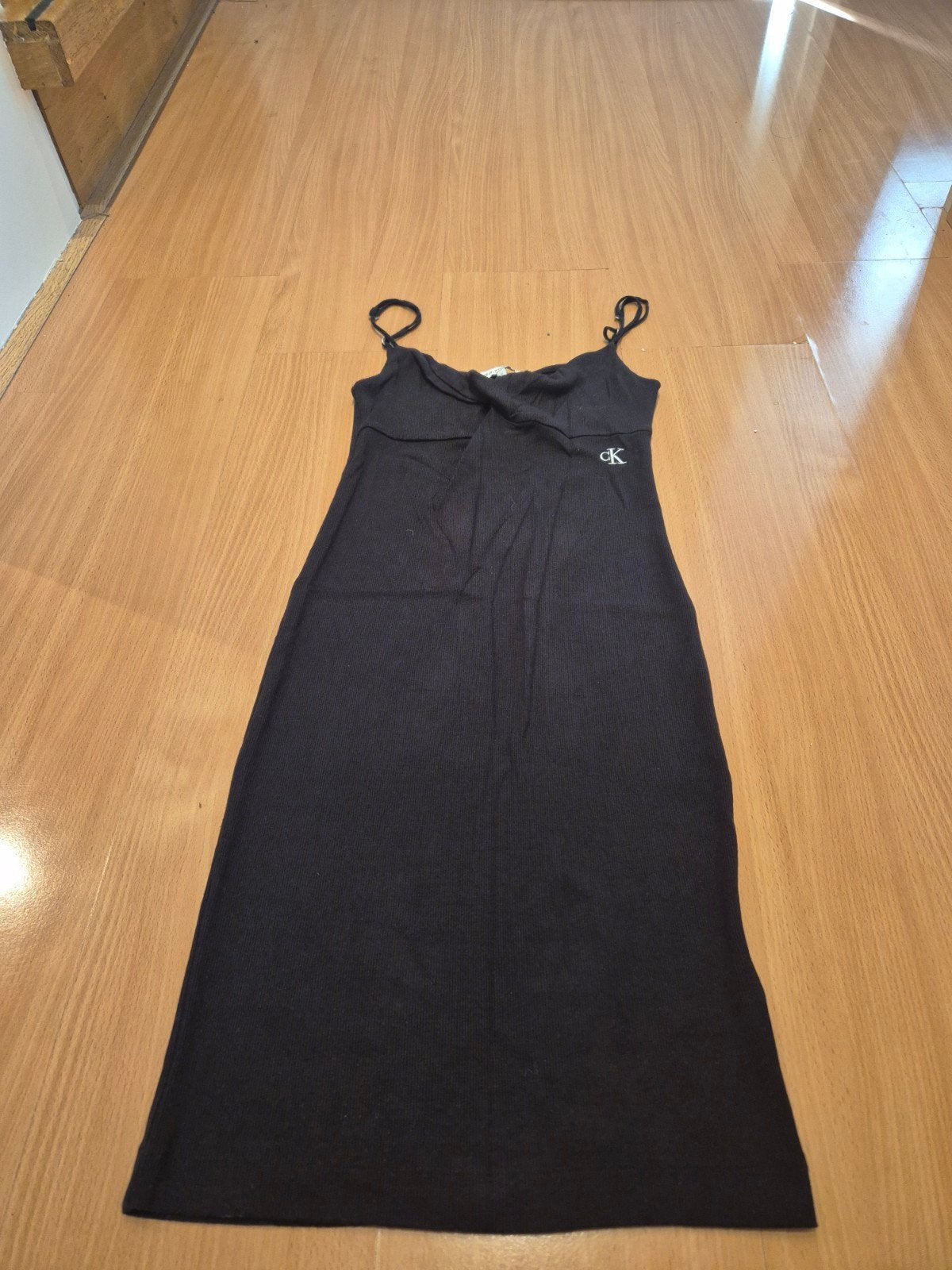 Calvin Klein Slip Dress Zwart - Nineties/Y2K Stijl (Maat S), Kleding | Dames, Zwart, Ophalen of Verzenden, Zo goed als nieuw, Knielengte