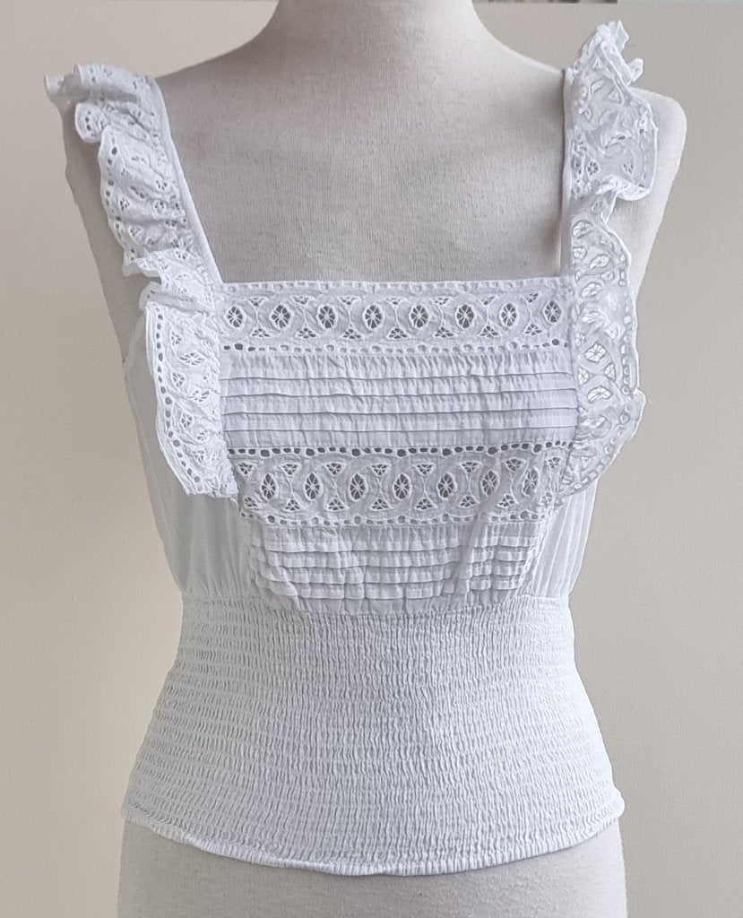Only witte blouse top met broderie mt. S, Only, Wit, Ophalen of Verzenden, Zo goed als nieuw