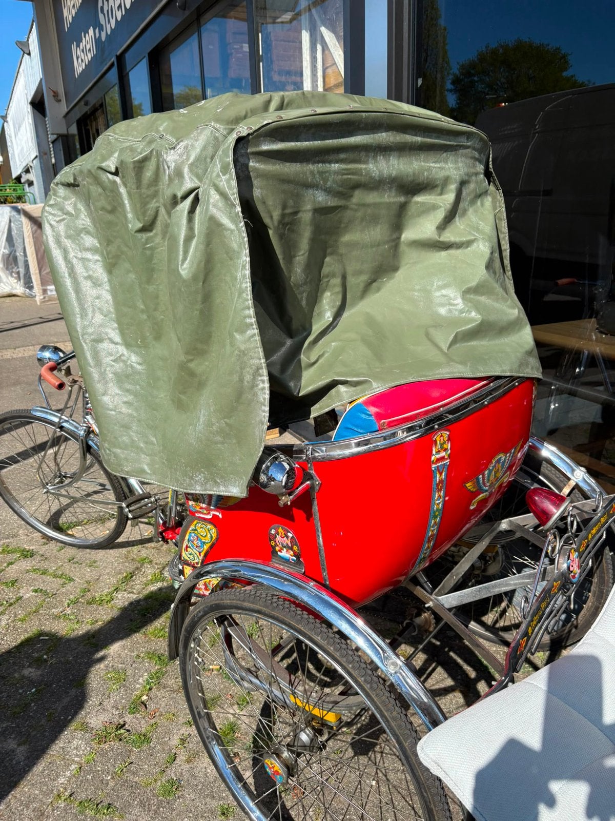 Riksja in goede staat - Uniek vervoermiddel, Fietsen en Brommers, Fietsen | Driewielers, Ophalen, Gebruikt