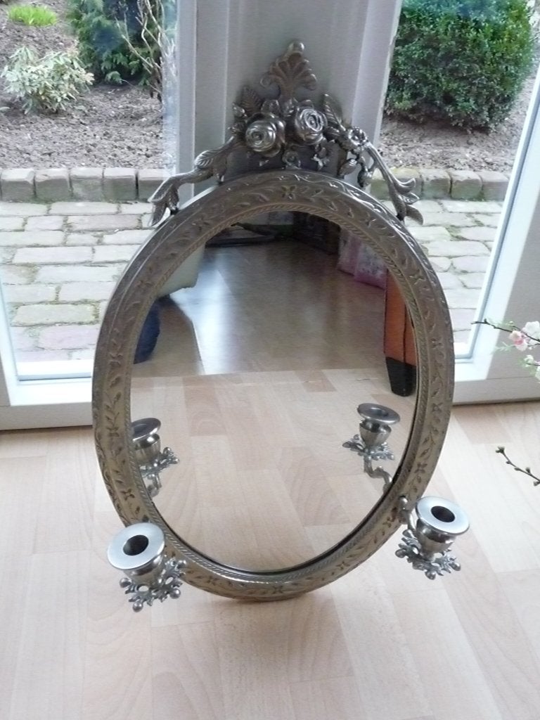 Nieuw spiegel chroom met kaarsen standaard., Minder dan 50 cm, Nieuw, Ophalen of Verzenden, Minder dan 100 cm