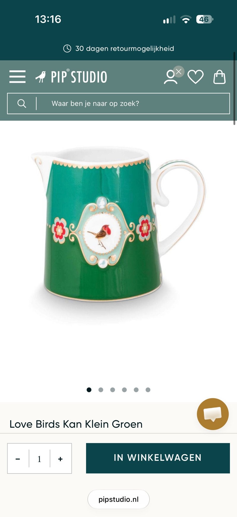 7x Pip Studio Love Birds Kan Klein Groen 270 ml, Ophalen, Kan, Pip Studio, Zo goed als nieuw
