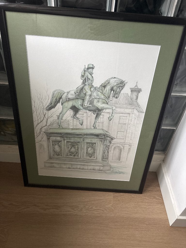 Houtskool willem 1 den haag jean jones 1998, Ophalen, Gesigneerd, Tekening, Klassiek