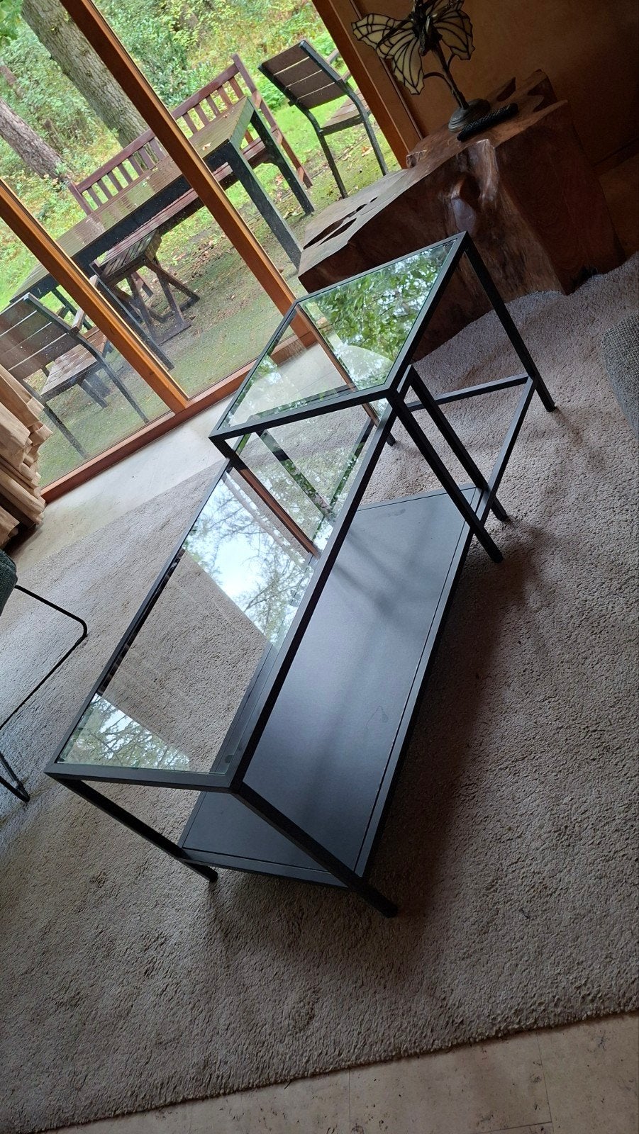 VITTSJÖ Bijzettafel, set van 2, zwart, Minder dan 55 cm, Metaal of Aluminium, Zo goed als nieuw, Rechthoekig
