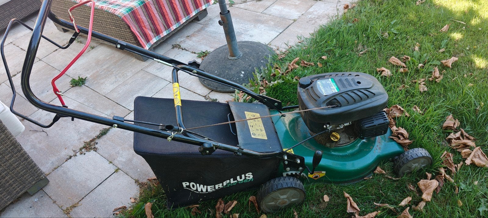 Power Plus 4-takt benzine grasmaaier - opknapper, Ophalen, Gebruikt, Powerplus, Opvangzak