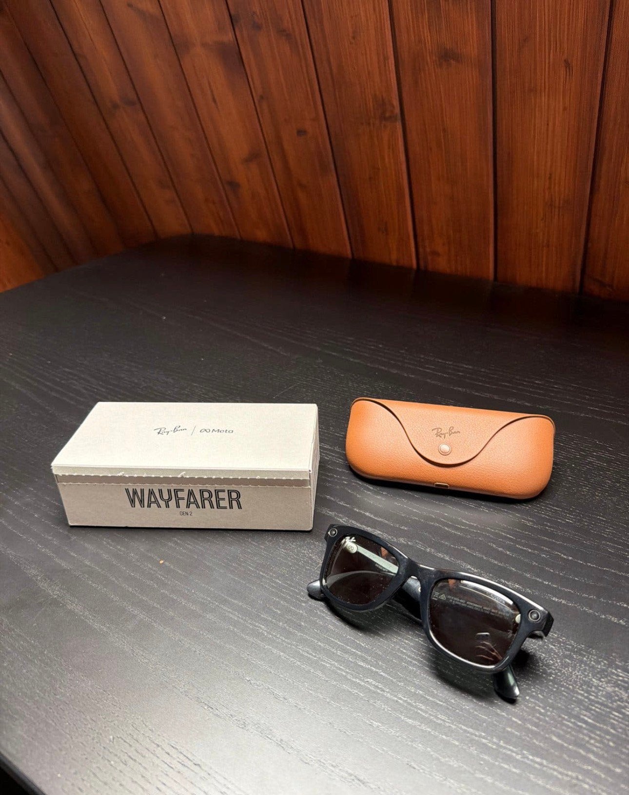 Ray-Ban Meta Wayfarer zonnebril, Verzenden, Zo goed als nieuw, Bruin, Ray-Ban