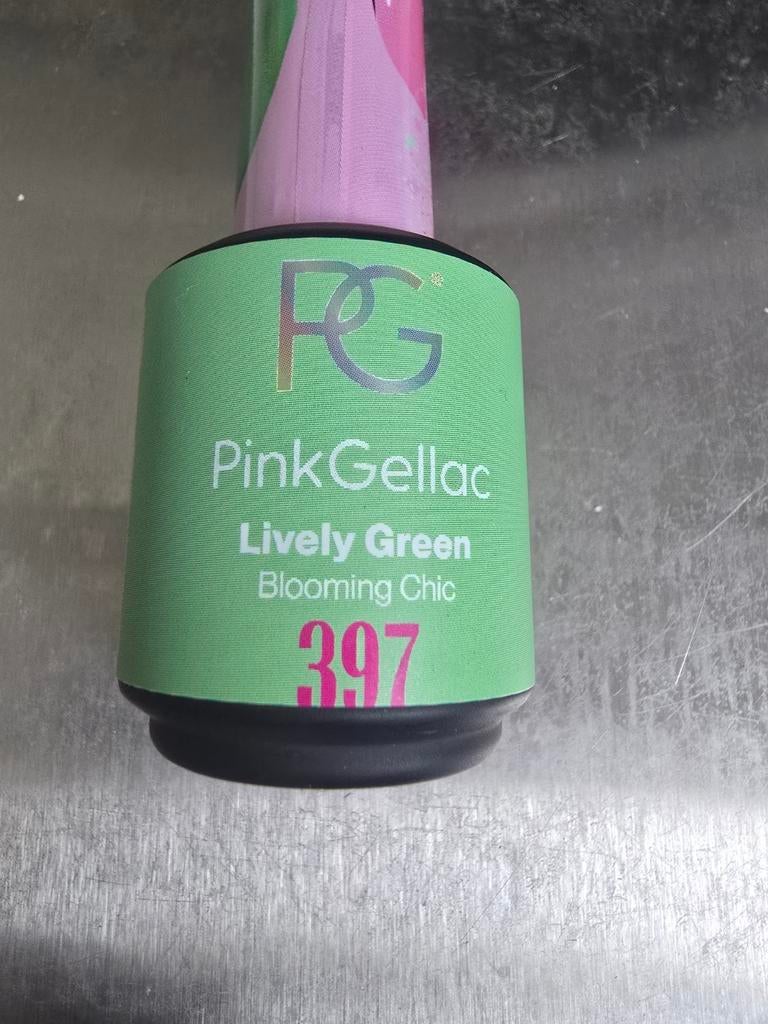 PinkGellac Lively Green Blooming Chic 397 gellak, Ophalen of Verzenden, Zo goed als nieuw, Handen en Nagels, Toebehoren