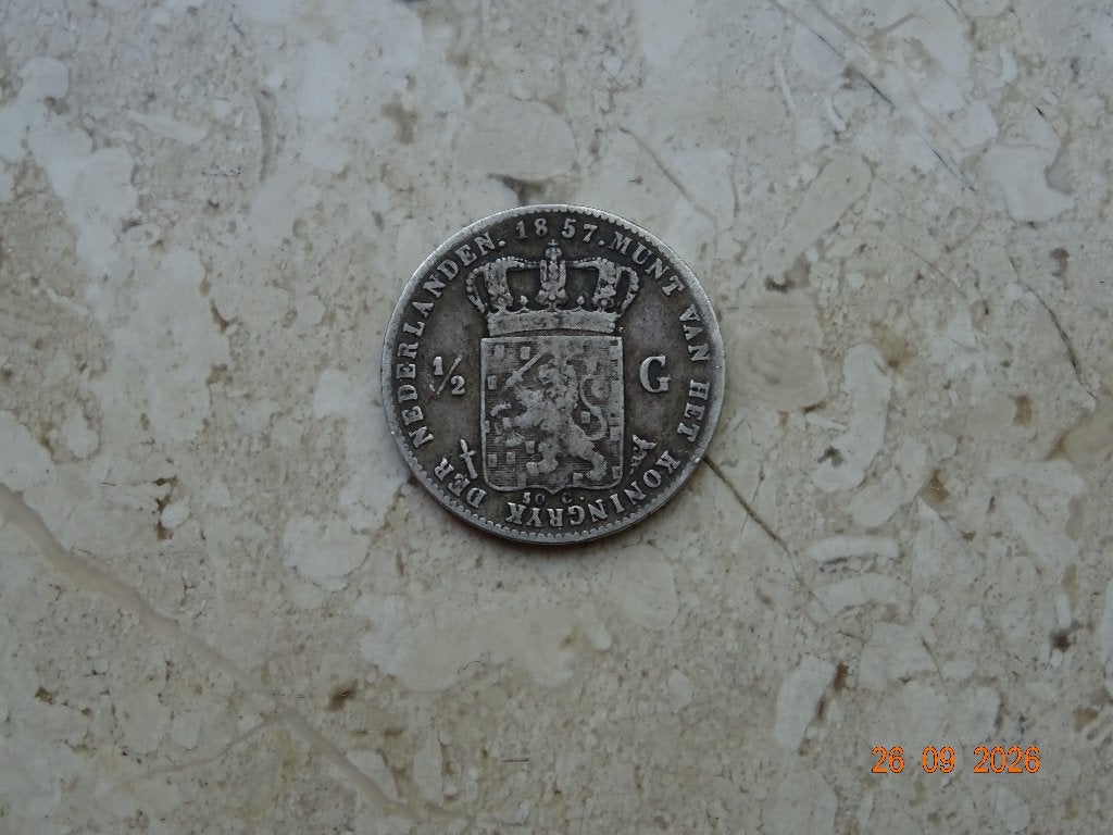 1/2 gulden 1857, Ophalen of Verzenden, Koning Willem III, 1 gulden