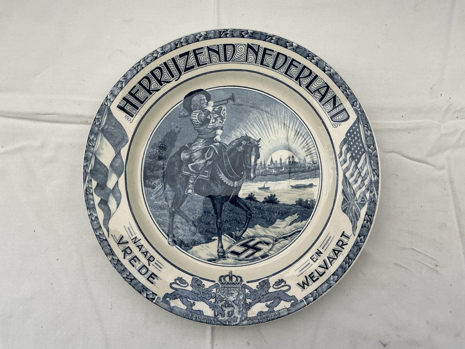 Historisch bord "Herrijzend Nederland" - Société C, Antiek en Kunst, Ophalen of Verzenden