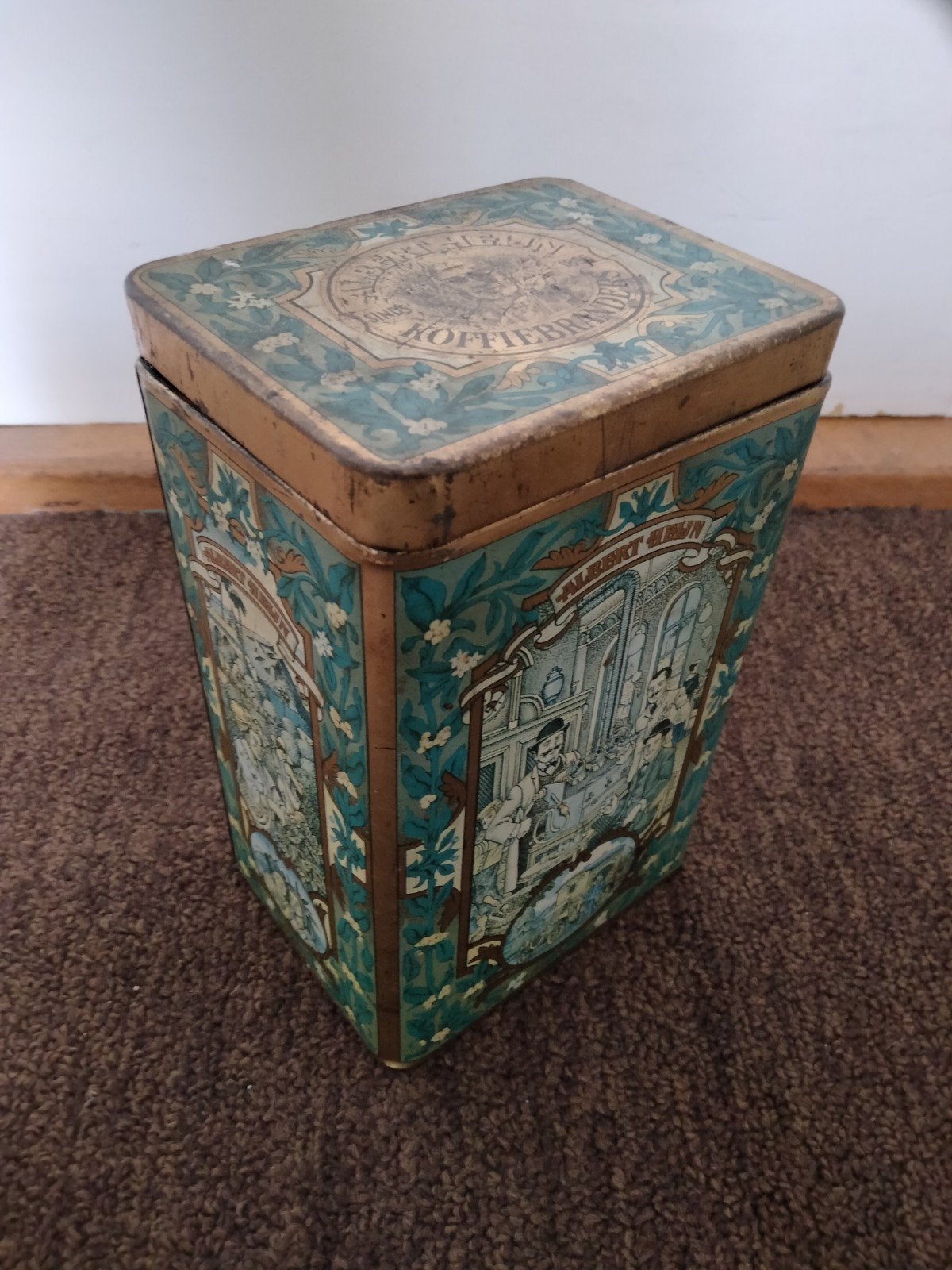 Vintage Albert Heijn Koffiebranders Blik - 18 cm hoog, Antiek en Kunst, Ophalen of Verzenden