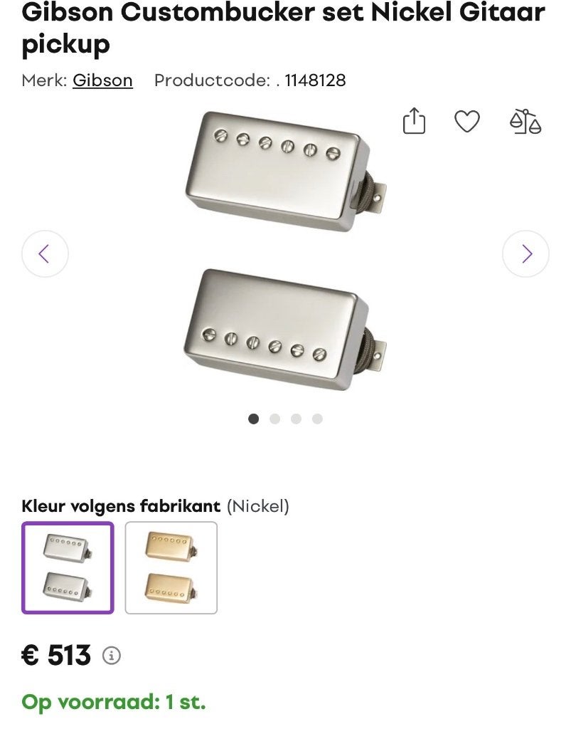 Gibson Custombuckers set neck en bridge nieuw, Muziek en Instrumenten, Ophalen of Verzenden, Nieuw, Elektrische gitaar