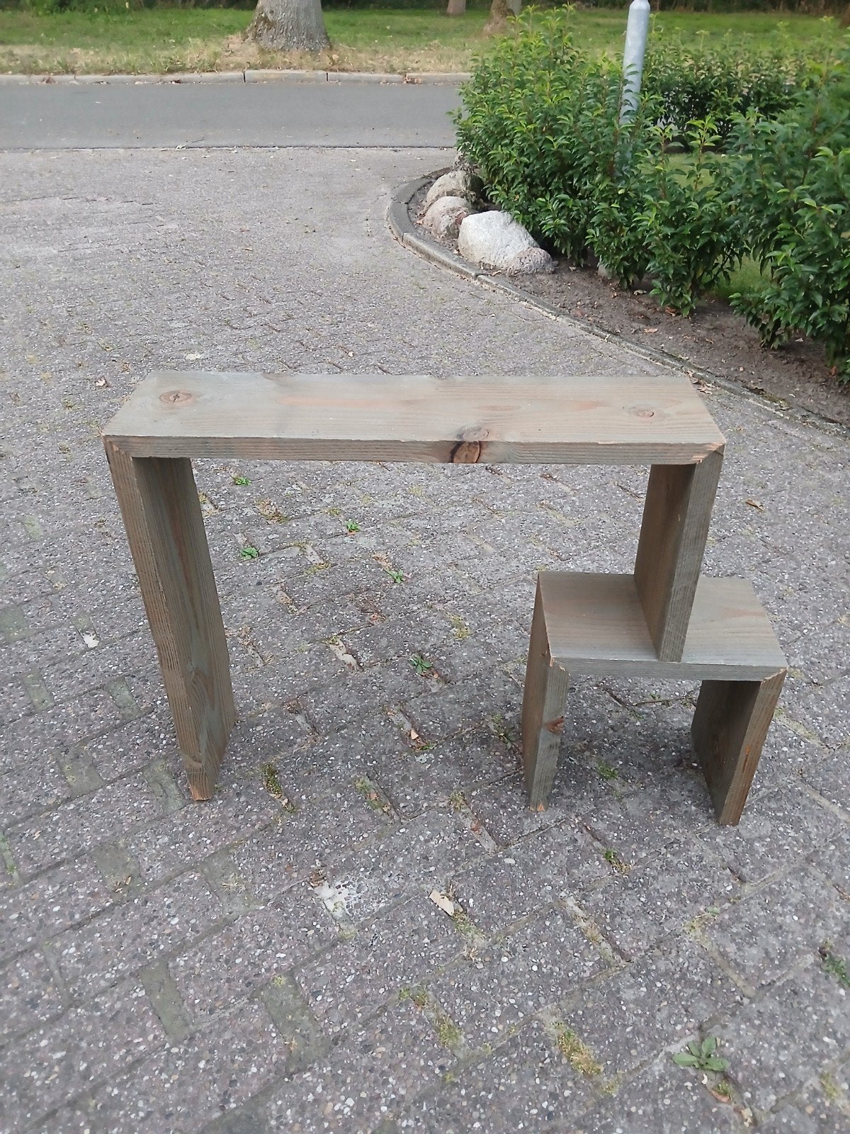 Houten bijzettafel/plantentafel - 60x80x20 cm, Ophalen, Gebruikt, Modern, Speels, 75 cm of meer
