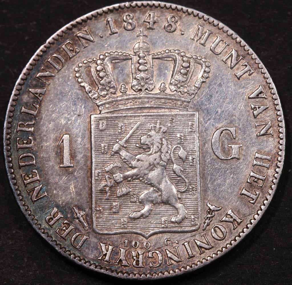 Gulden 1848. Zfr/ Pr., 1 gulden, Zilver, Ophalen of Verzenden, Losse munt