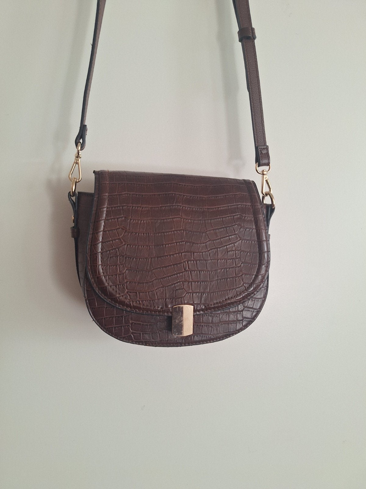 H&m croco tas crossbody, Ophalen of Verzenden, Zo goed als nieuw, Bruin, Schoudertasje