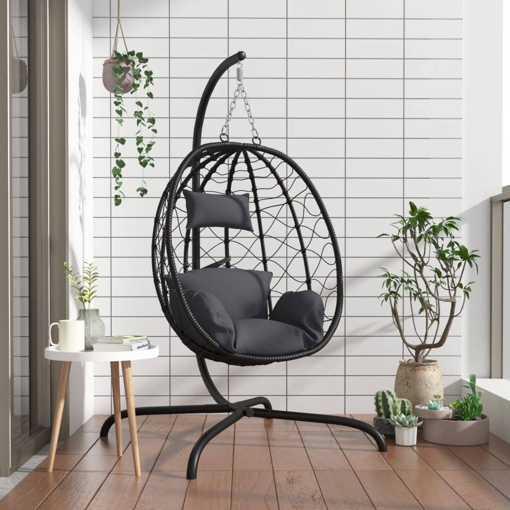 Hangstoel + standaard egg eenpersoons swing GRATIS BEZORGD, Hangstoel, Verzenden, Zwart, Nieuw