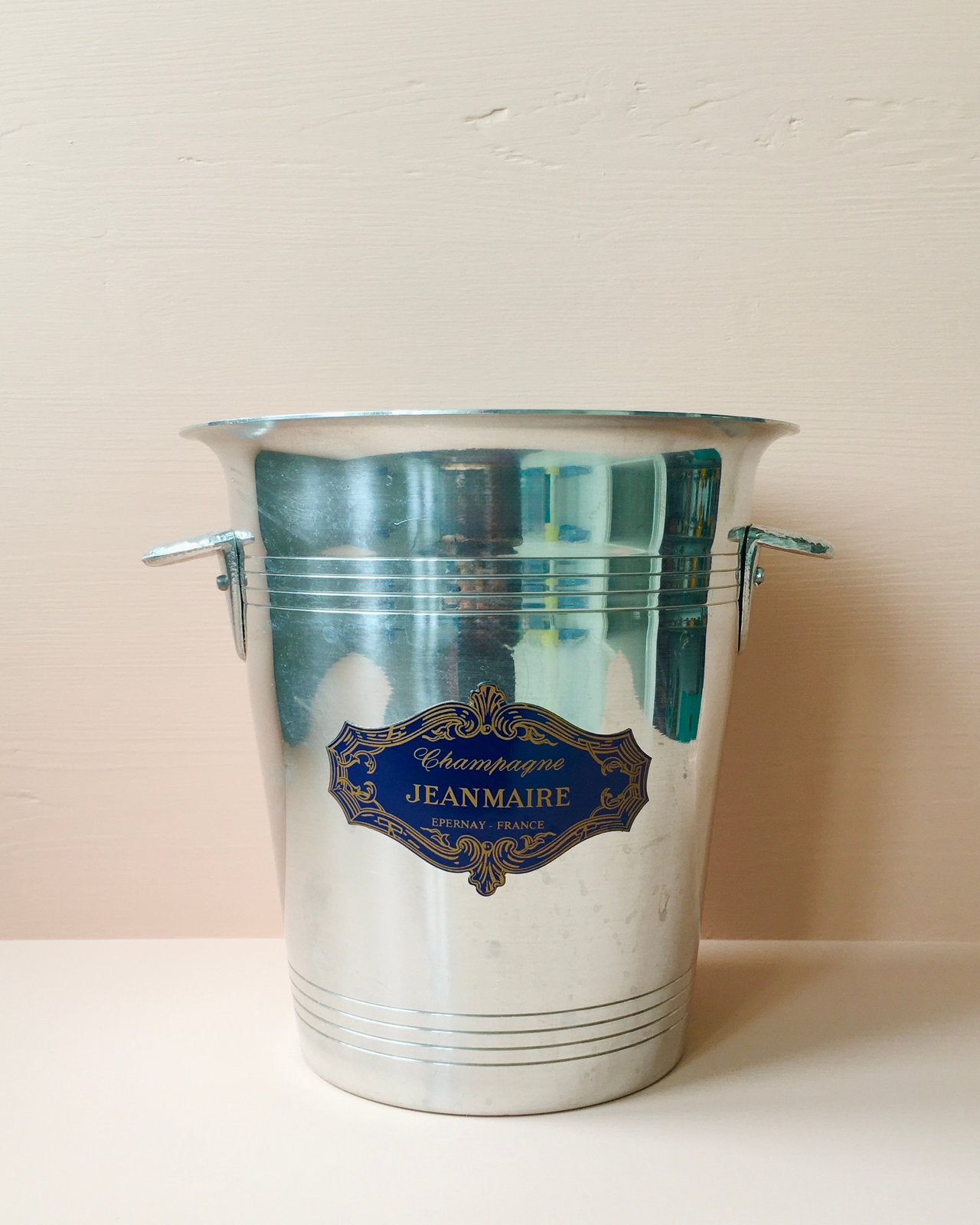 Franse vintage champagnekoeler met koningsblauwe plaatjes, Ophalen of Verzenden