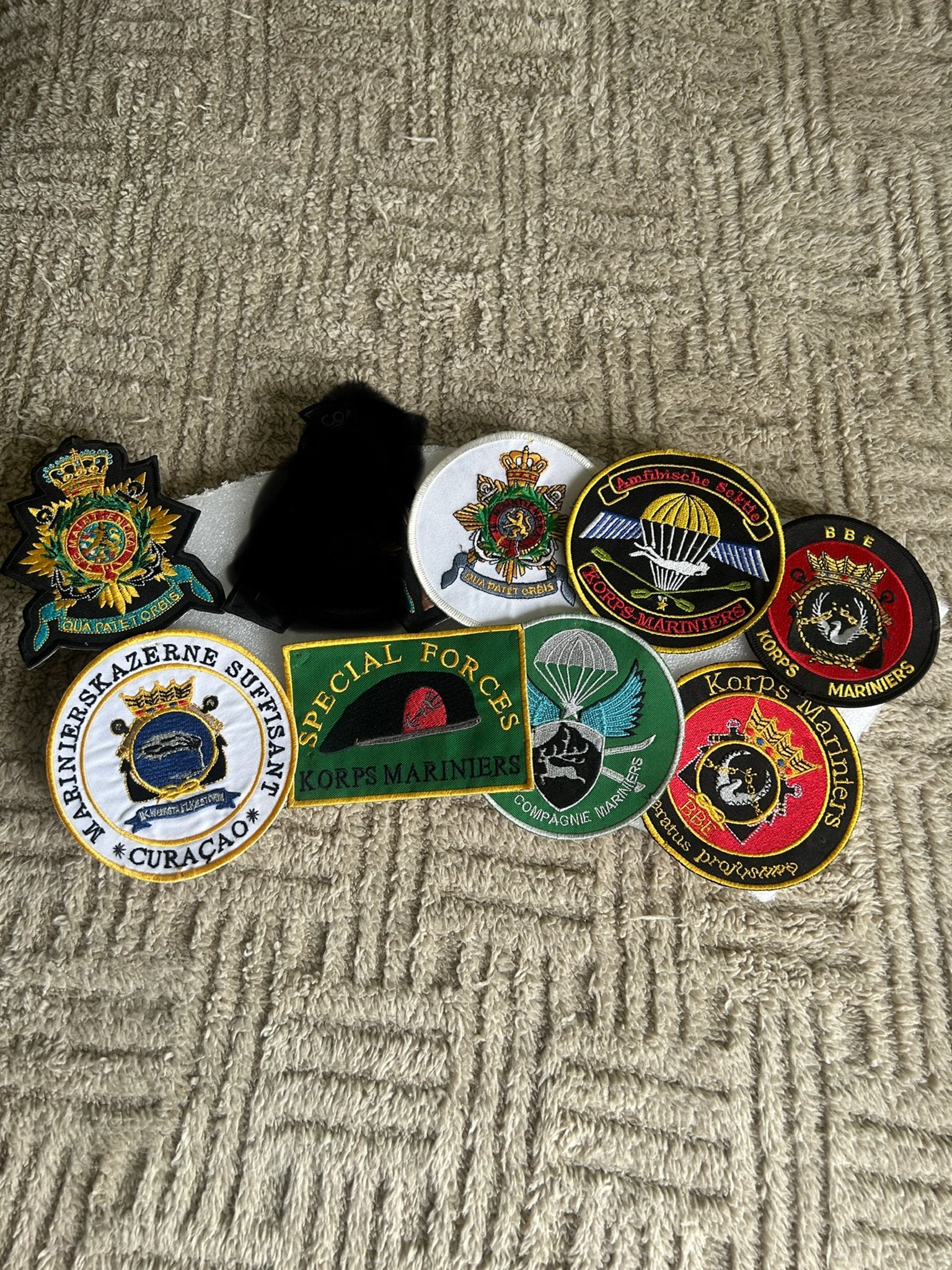 Collectie Korps Mariniers Emblemen - Diverse Soorten, Ophalen of Verzenden, Marine, Nederland, Embleem of Badge