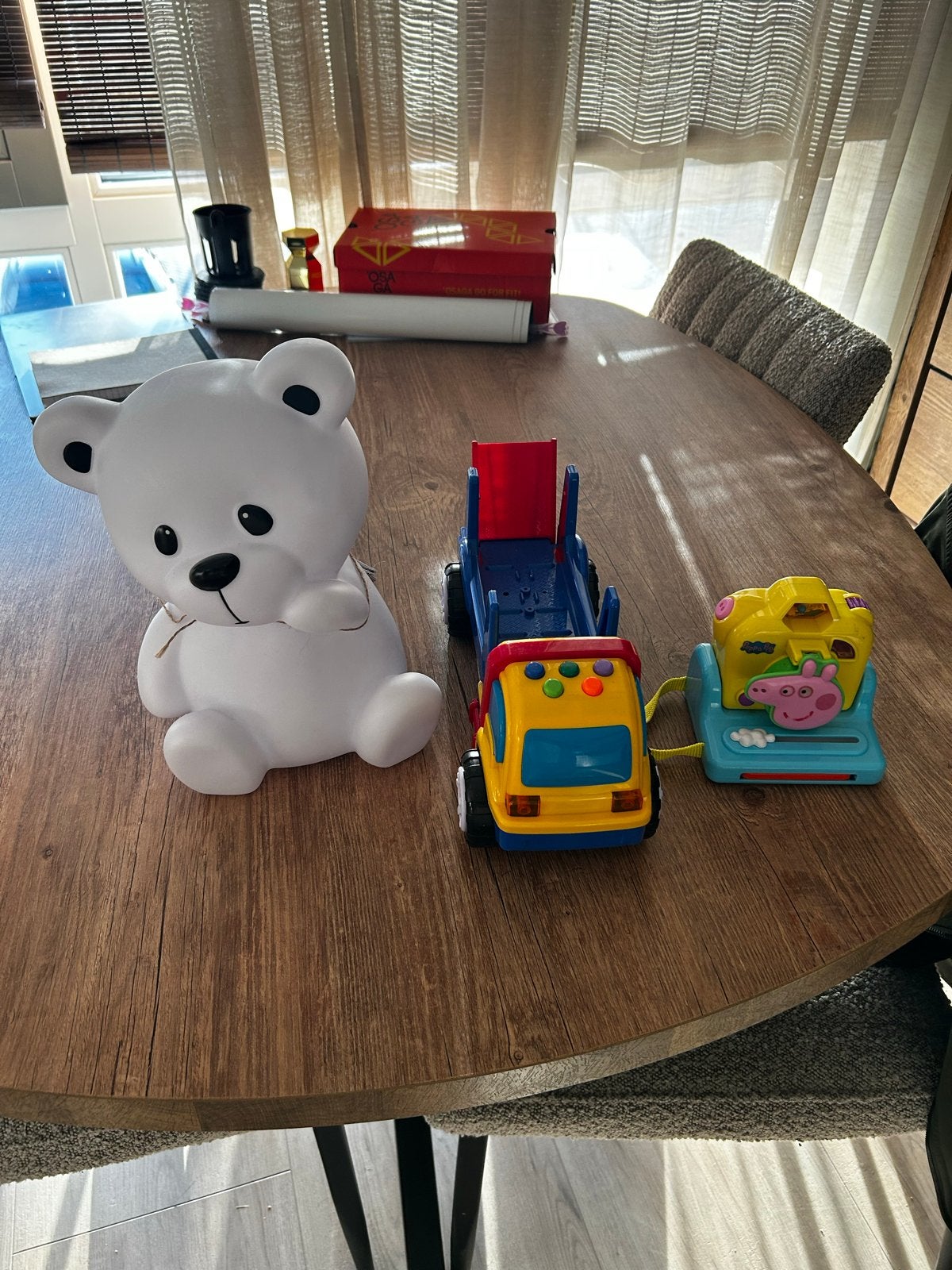 Speelgoed set: Vrachtwagen, Peppa Pig camera en teddybeer, Ophalen, Gebruikt, Overige typen, Met geluid