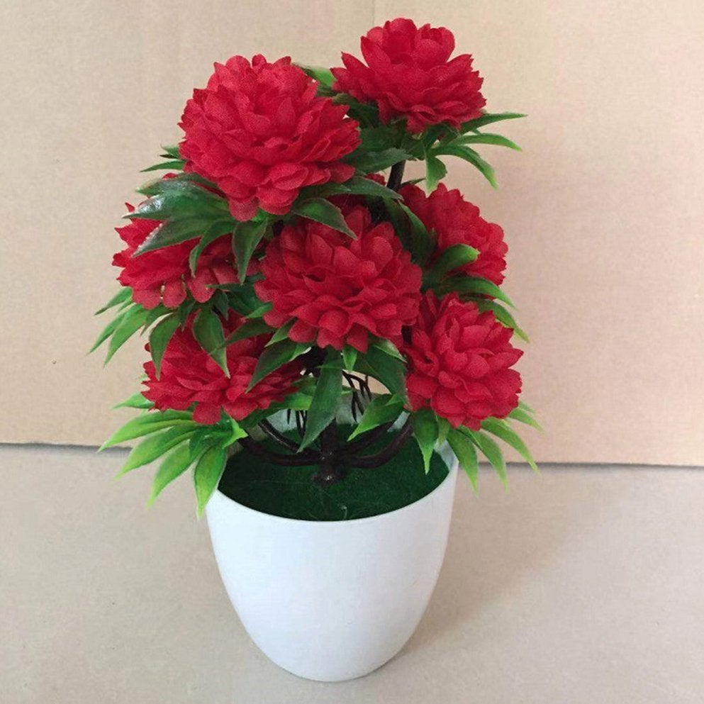 Rode Kunst Chrysanten Met Pot Bloemen Planten Sier Decoratie, Verzenden, Nieuw, Kunstbloem