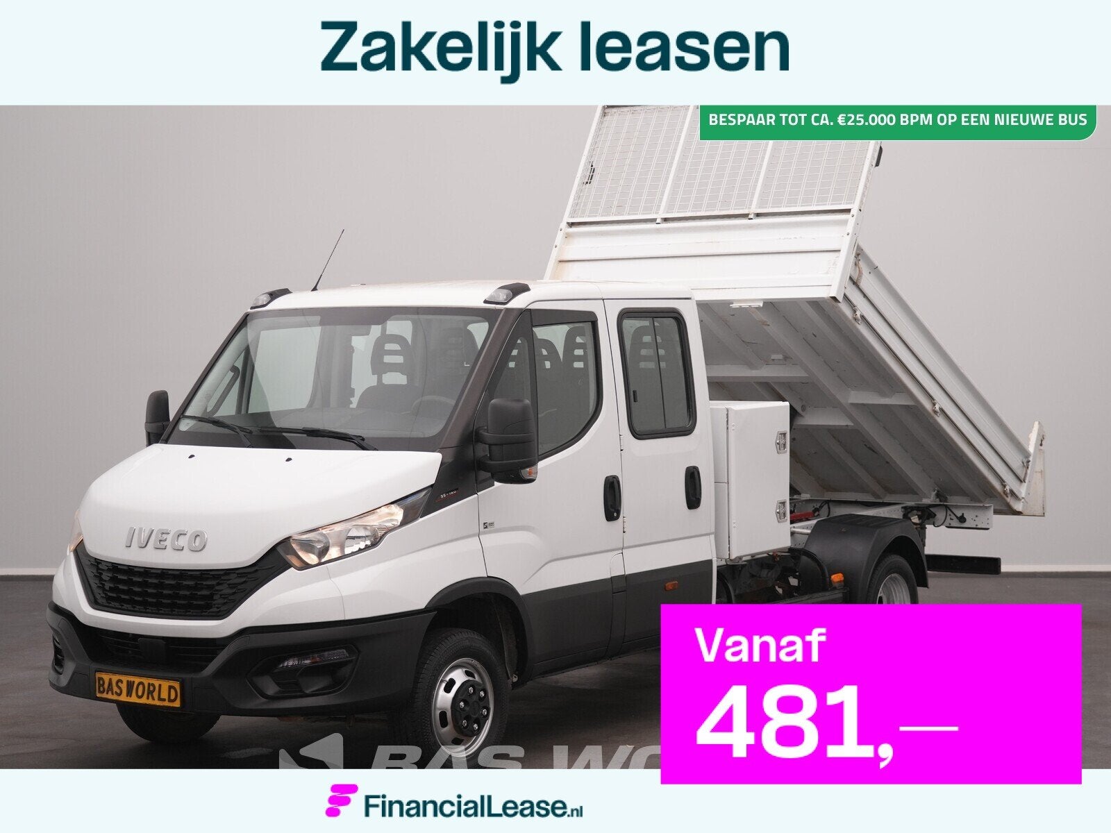 Iveco Daily 35C16 3.0L Dubbel Cabinbe Navi Kipper Airco Crui, Stof, Gebruikt, Euro 6, 4 cilinders