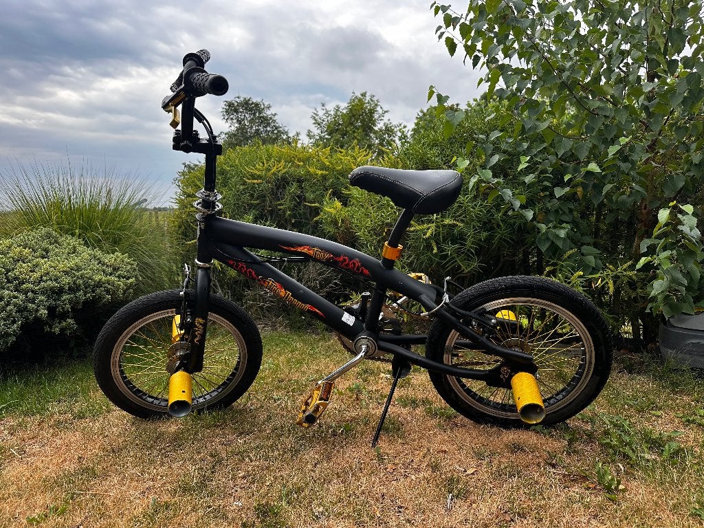 Dragon BMX stuntfiets zwart/goud met pegs, Ophalen, Dragon, Staal, Stuur 360° draaibaar