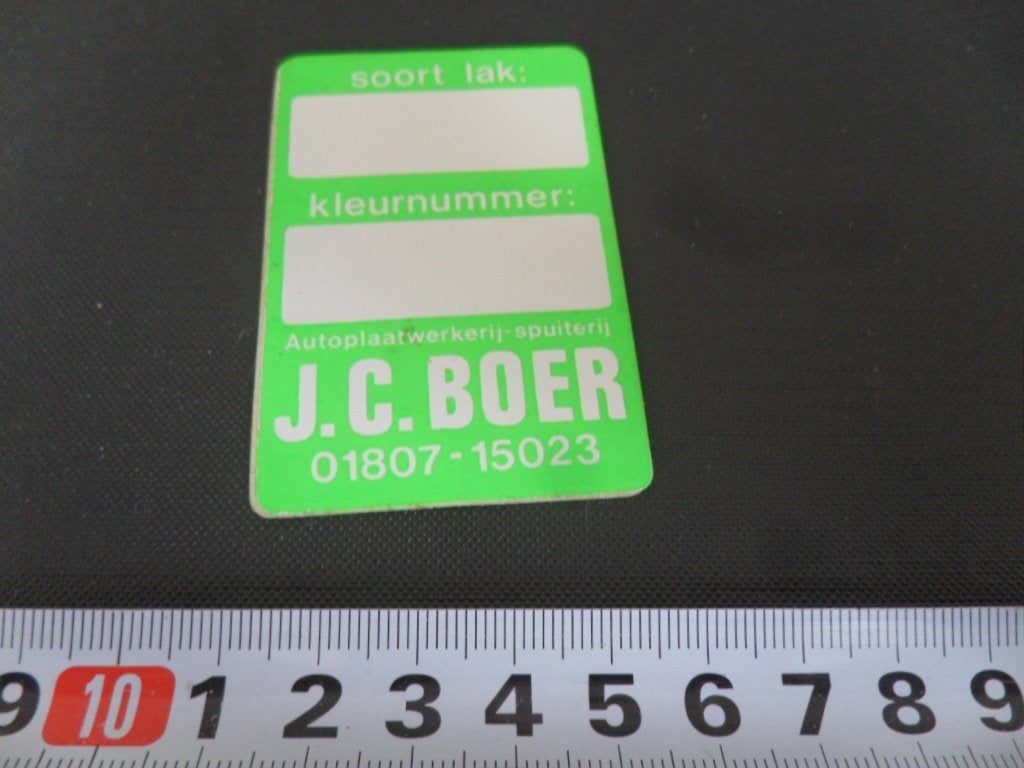sticker poortugaal JC BOER autoplaatwerkerij-spuiterij laknr, Verzamelen, Ophalen of Verzenden, Zo goed als nieuw