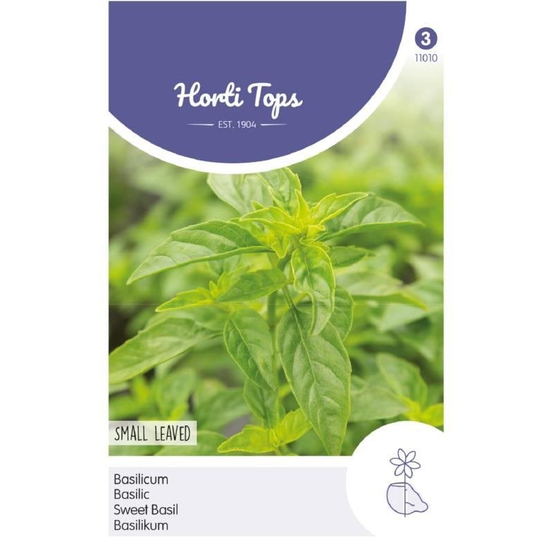 Horti Tops Basilicum fijnbladig kruidenzaden - nieuw, Ophalen of Verzenden, Voorjaar, Volle zon, Zaad