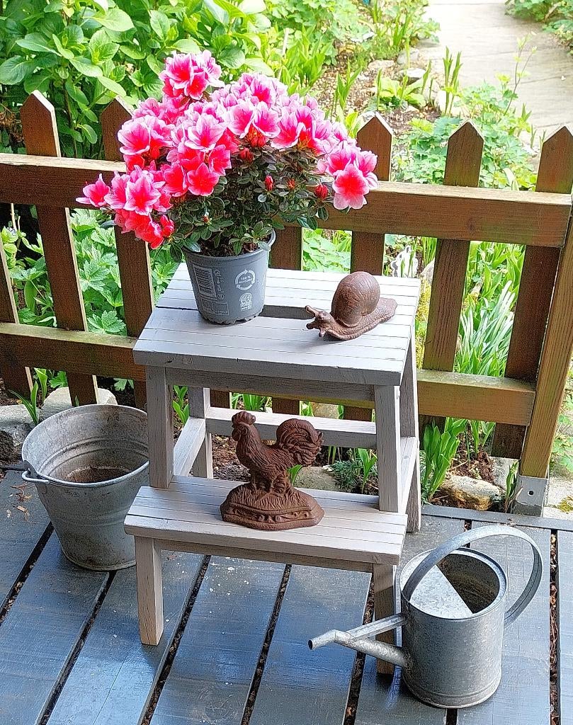Houten Trappetje / Etagère / Plantentafeltje, Grey Wash, Ophalen, Minder dan 55 cm, Gebruikt, Overige vormen