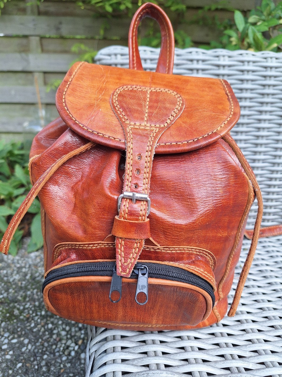 Handgemaakte Leren rugzak, mahonie bruin, Sieraden, Tassen en Uiterlijk, Ophalen of Verzenden, Nieuw, Overige merken