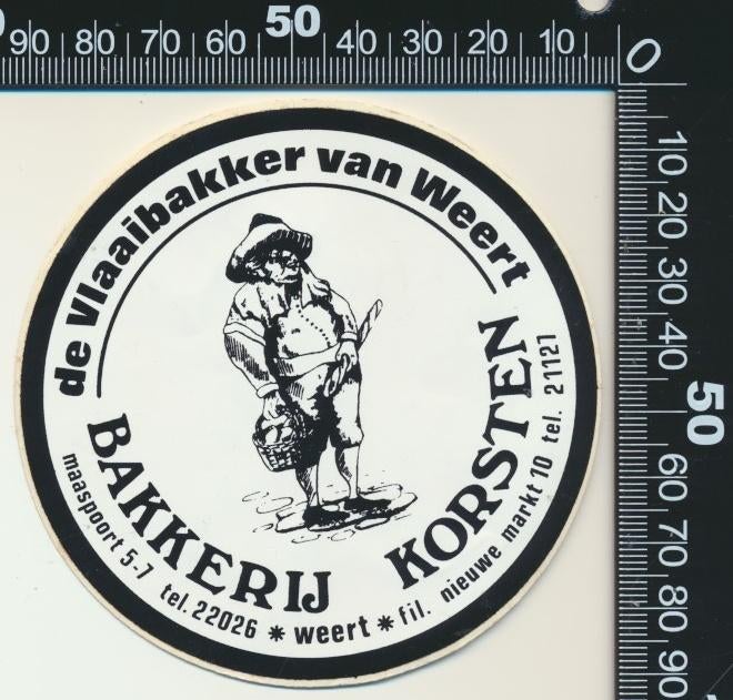 Sticker: Bakkerij Korsten - De vlaaienbakker van Weert, Ophalen of Verzenden, Zo goed als nieuw, Bedrijf of Vereniging