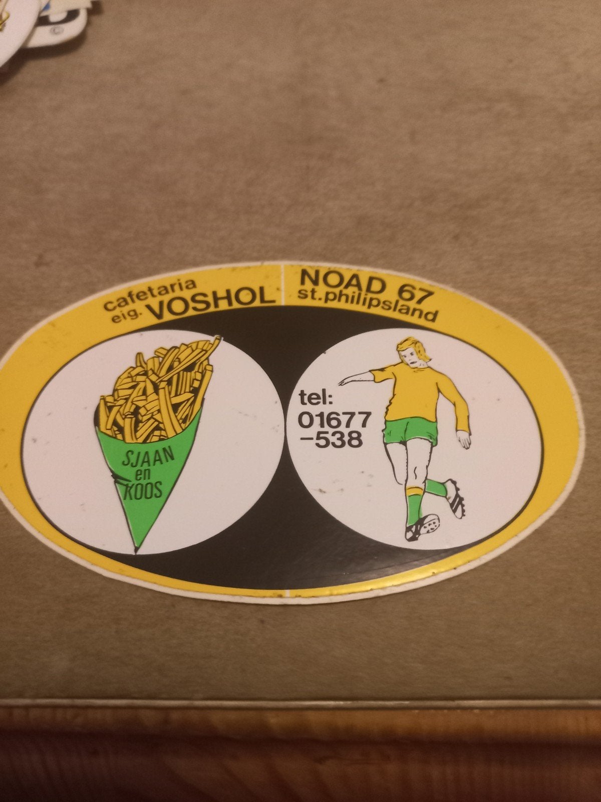 Vintage Cafetaria Voshol Sticker - Sjaan en Koos, Verzamelen, Ophalen of Verzenden