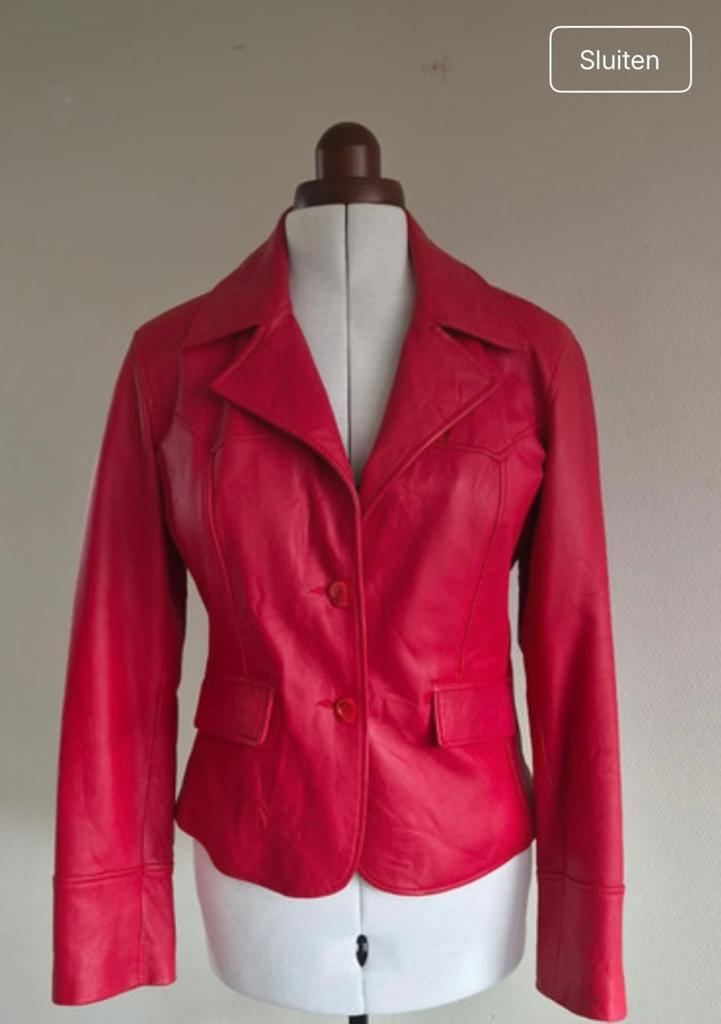 ARMA Rode Leren Blazer - Maat 42 vslt als maat 40, Ophalen of Verzenden, Zo goed als nieuw, Maat 42/44 (L), Rood