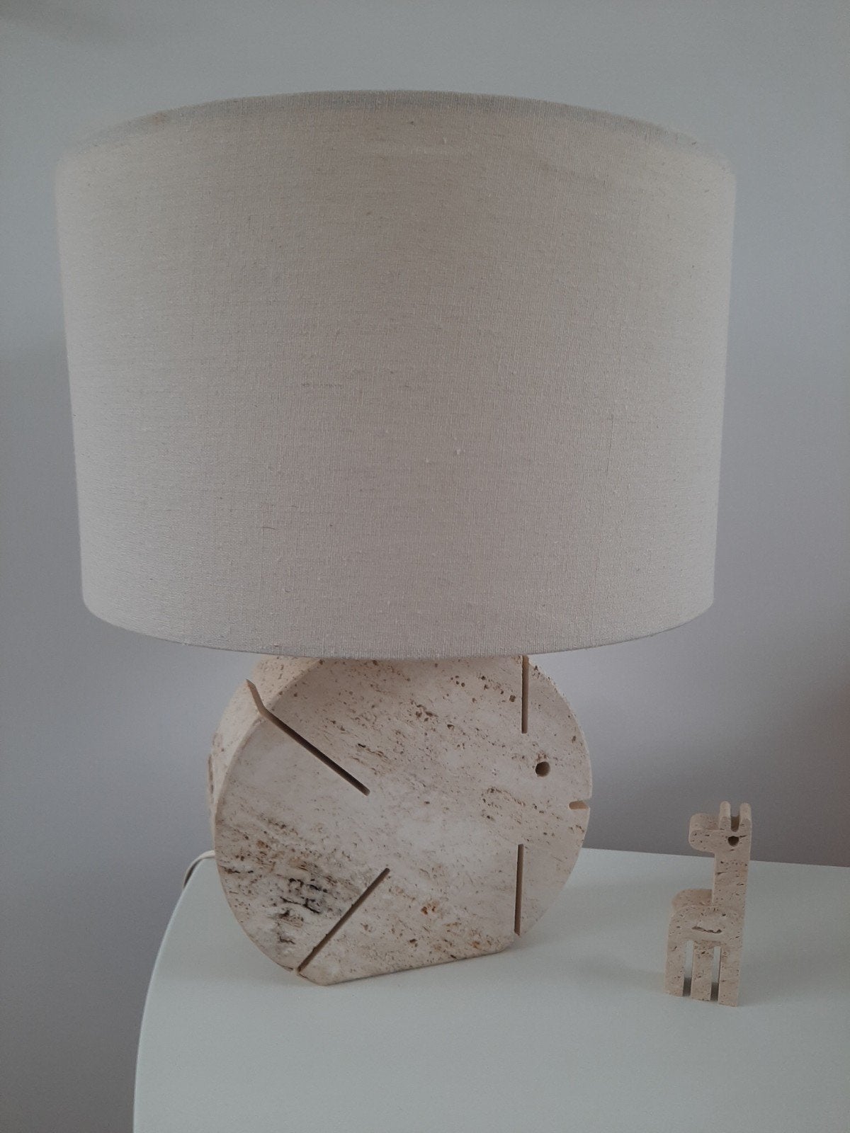 Zeldzame tafellamp en beeldje van Fratelli Mannelli jaren 70, Antiek en Kunst, Handgemaakt, Ophalen of Verzenden, Beige, Steen/keramiek