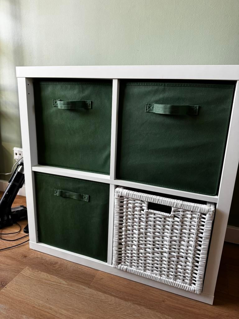 Ikea Kallax 4x4 kast wit met manden, Huis en Inrichting, Kasten | Overige, Ophalen, Gebruikt