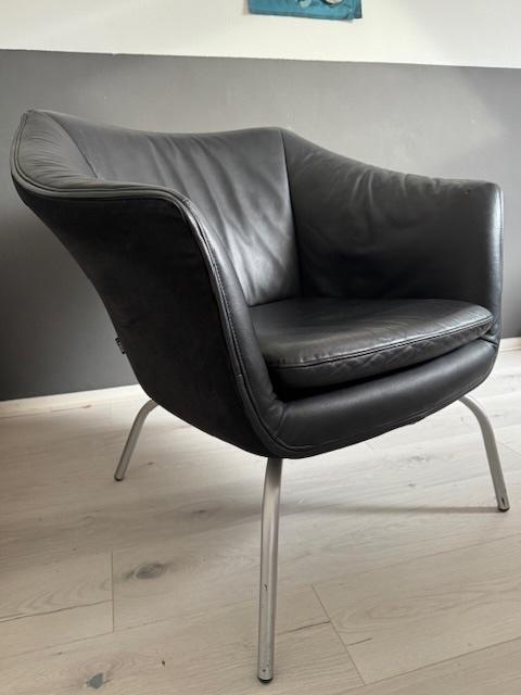Leren fauteuil LABEL Gerard vd Berg, Ophalen, Gebruikt, Leer, 75 tot 100 cm