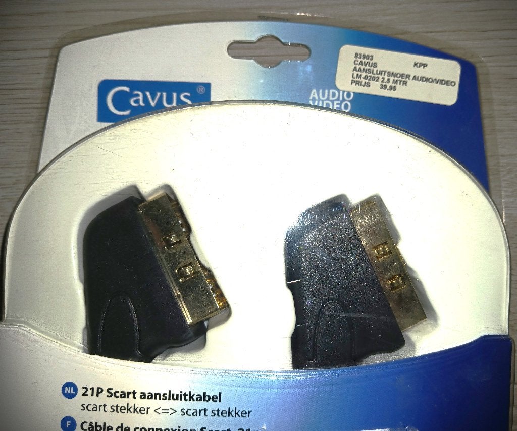 Scart 21P aansluitkabel merk Cavus 2,5 m lengte NIEUW, Ophalen of Verzenden, Nieuw, 2 tot 5 meter, Scartkabel