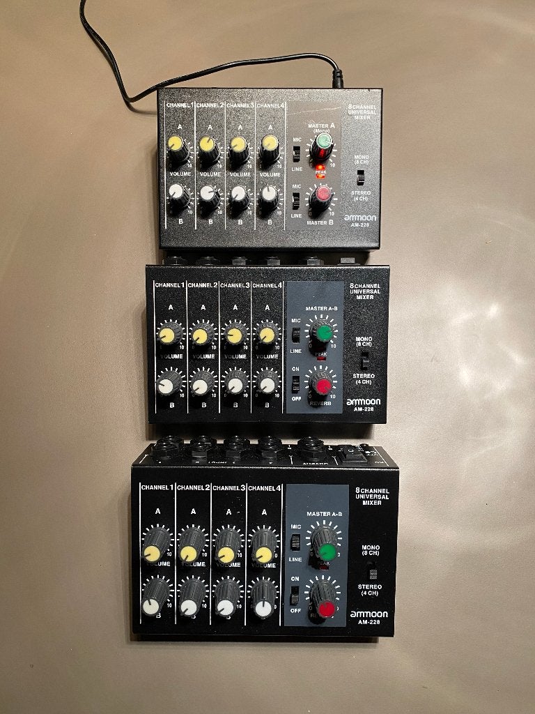Ammoon AM-228 8-Channel Universal Mixer (3 stuks), Muziek en Instrumenten, Ophalen of Verzenden, Gebruikt, 5 tot 10 kanalen, Microfooningang