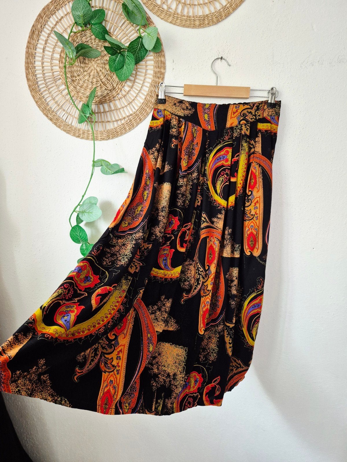 Vintage 90s print viscose rok XS/S, Kleding | Dames, Verzenden, Zo goed als nieuw, Vintage, Maat 36 (S)