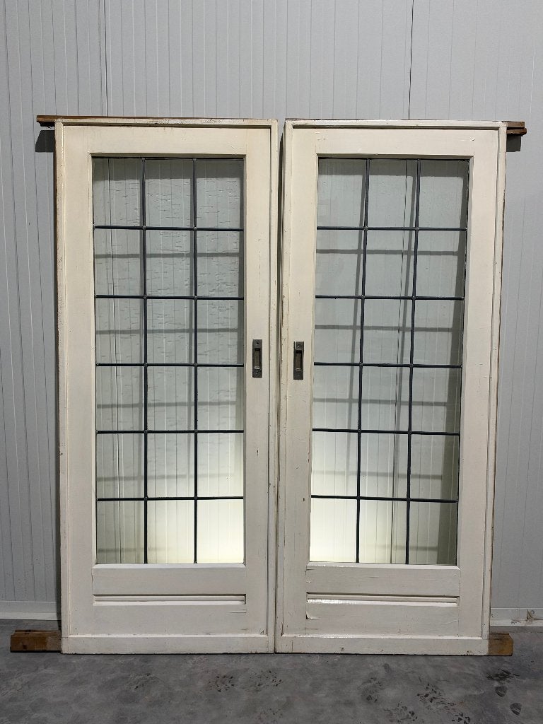 Set schuif / en-suite deuren met glas in lood 202x163cm., Ophalen