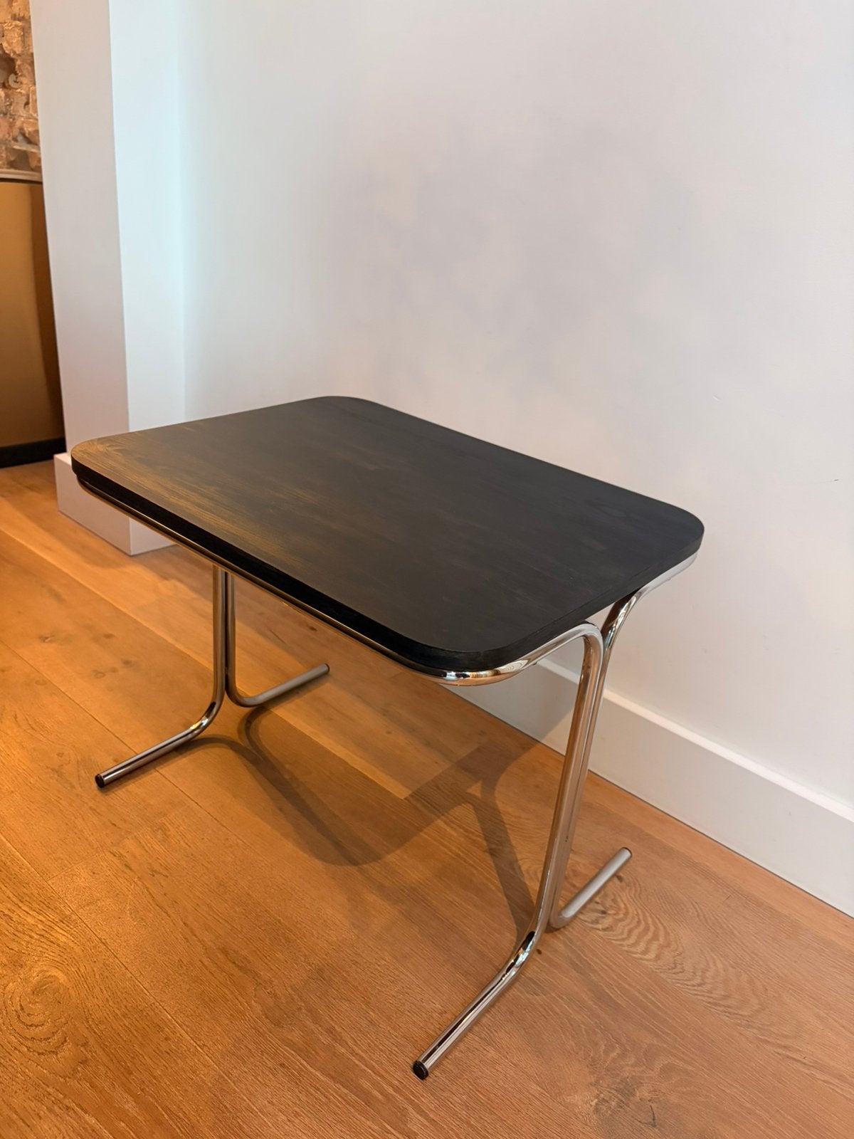 Vintage buisframe bijzettafel bauhaus stijl, Ophalen of Verzenden, Zo goed als nieuw, Rechthoekig