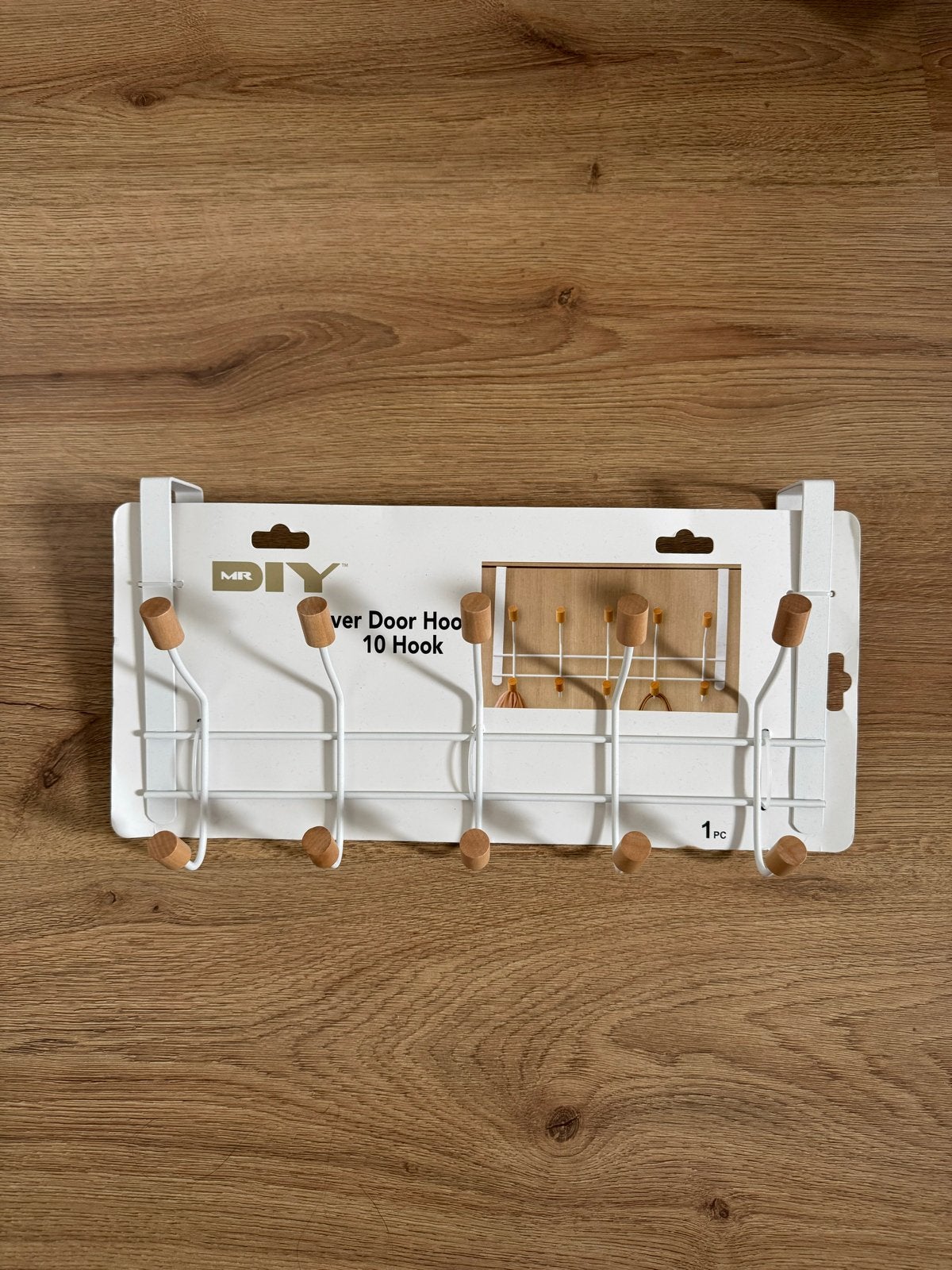 Nieuwe Deurkapstok met 10 Haken - Wit Metaal & Hout, Overige typen, Nieuw, Ophalen of Verzenden, Minder dan 100 cm