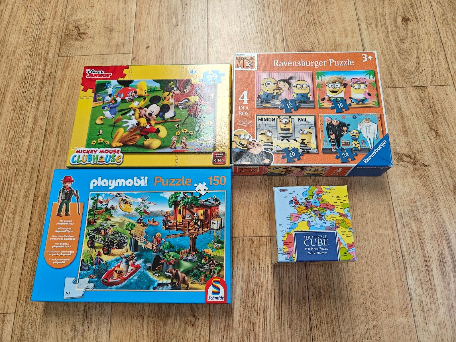 Diverse puzzels: Disney, Minions, Playmobil, Wereldkaart, Ophalen, Zo goed als nieuw
