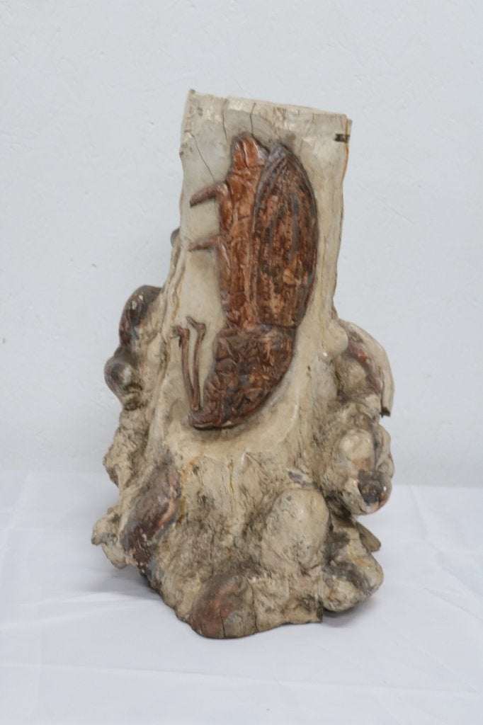 Teak Bug Fossiel, Ophalen, Handgemaakt, Houtsnijwerk