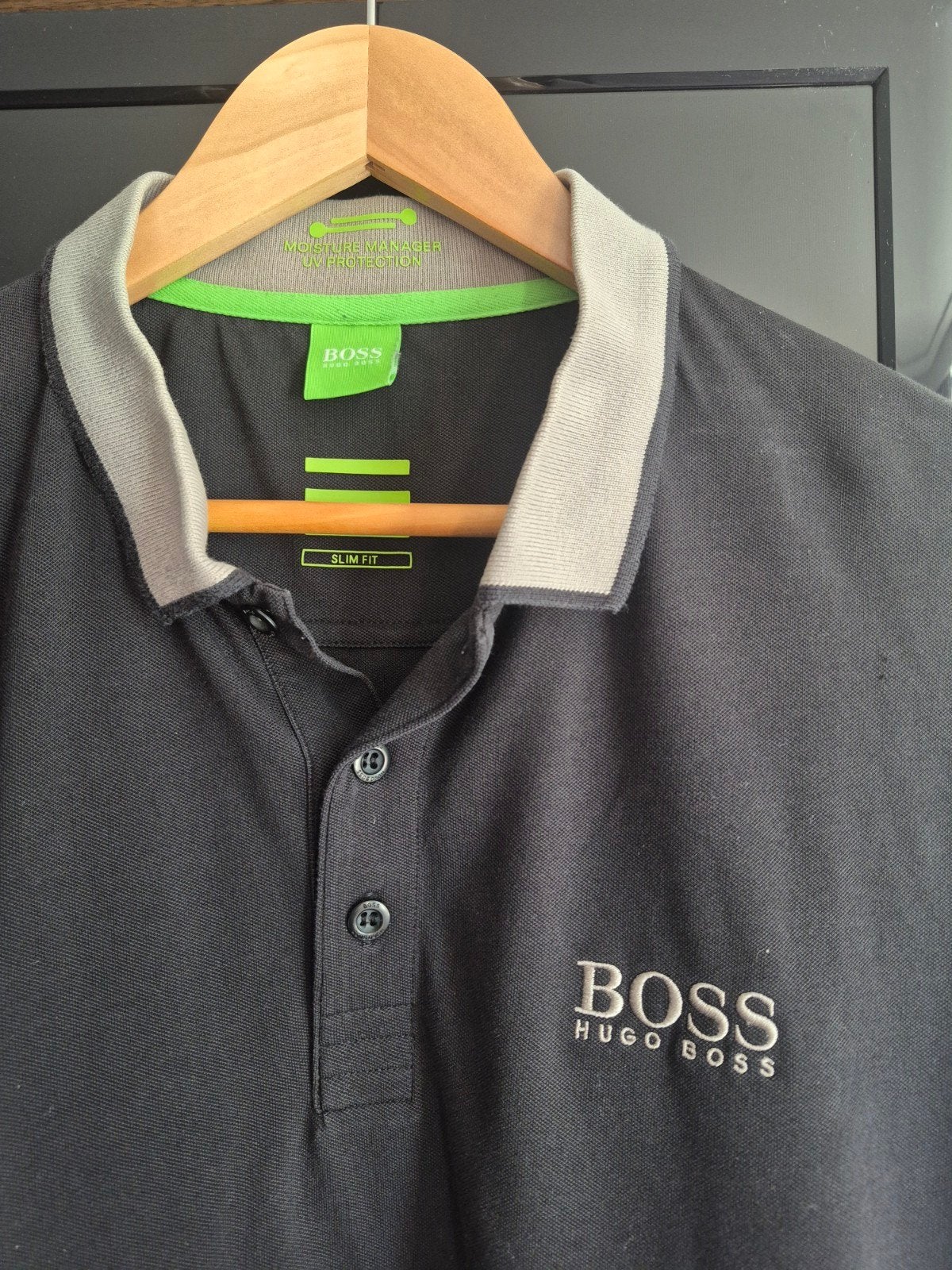 Hugo Boss Heren Polo Zwart met Groene Details, Ophalen of Verzenden, Hugo Boss