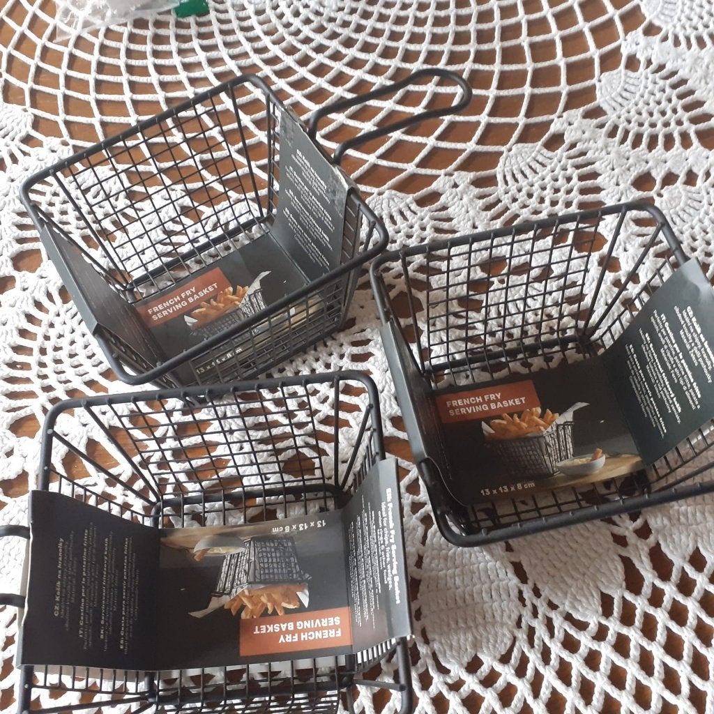 3 friet serveermandjes 13x13x8 cm, Overige typen, Nieuw, Ophalen of Verzenden, Zwart
