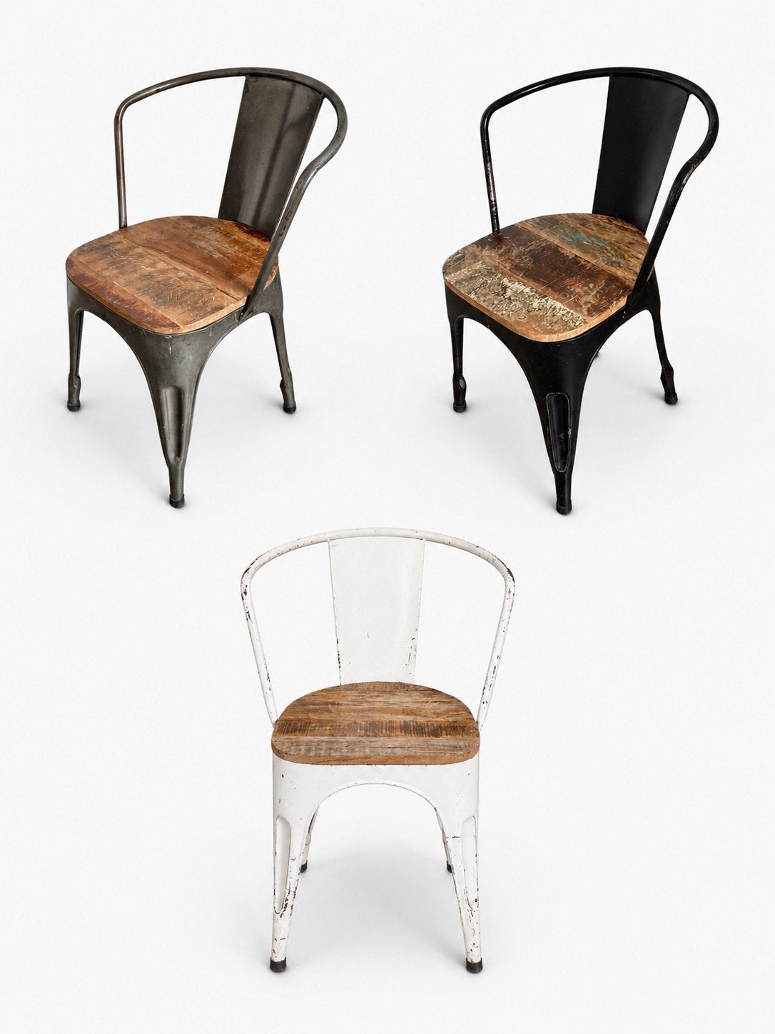 Stoere industriële metalen stoelen | 6 stuks | Stapelbaar, Huis en Inrichting, Stoelen, Ophalen, Zo goed als nieuw, Metaal, Grijs