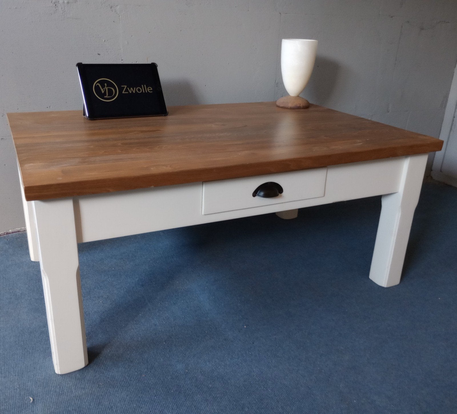 Salontafel NIEUW 103x65 teak met wit *WINKEL* 45 hoog, Huis en Inrichting, Tafels | Salontafels, 100 tot 150 cm, Witwonen, Nieuw