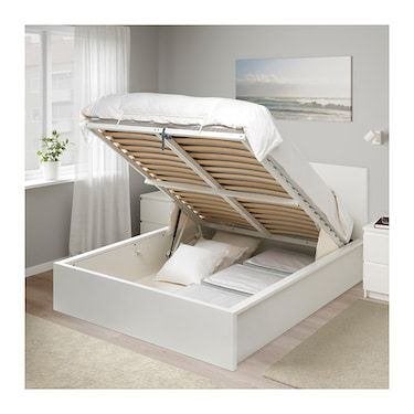 IKEA MALM bed met opbergruimte, 140x200 cm., wit, Ophalen, Wit, Tweepersoons, 140 cm