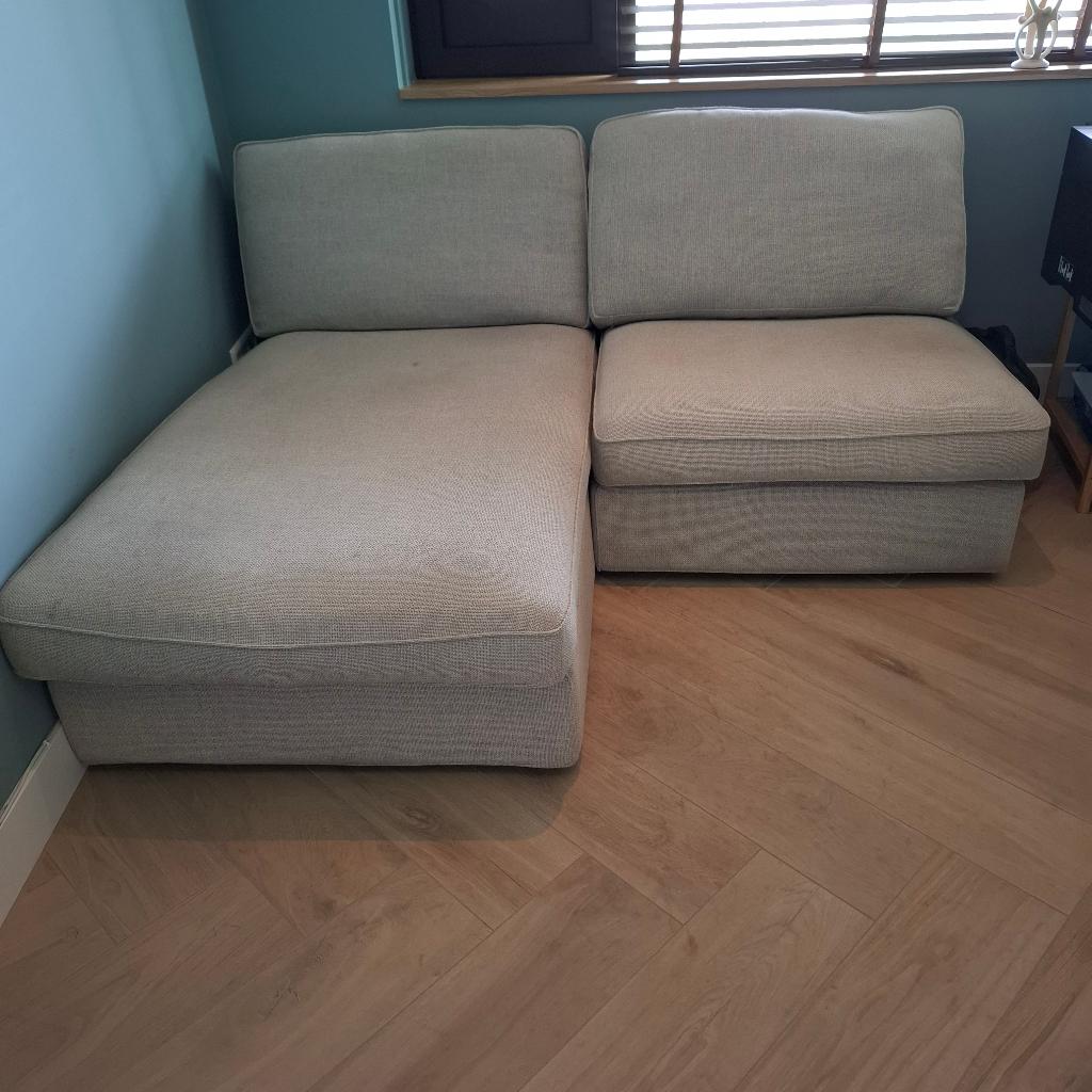 2 zitsbank met chaise longue., Ophalen, Gebruikt, 125 tot 150 cm, 150 tot 200 cm