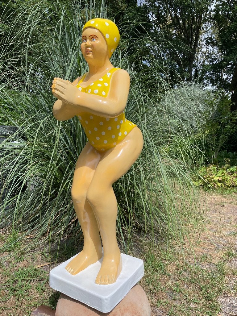 Duikende dame jacuzzi tuin, zwembad, vijver 115cm, Ophalen, Nieuw, Kunststof, Mensenbeeld