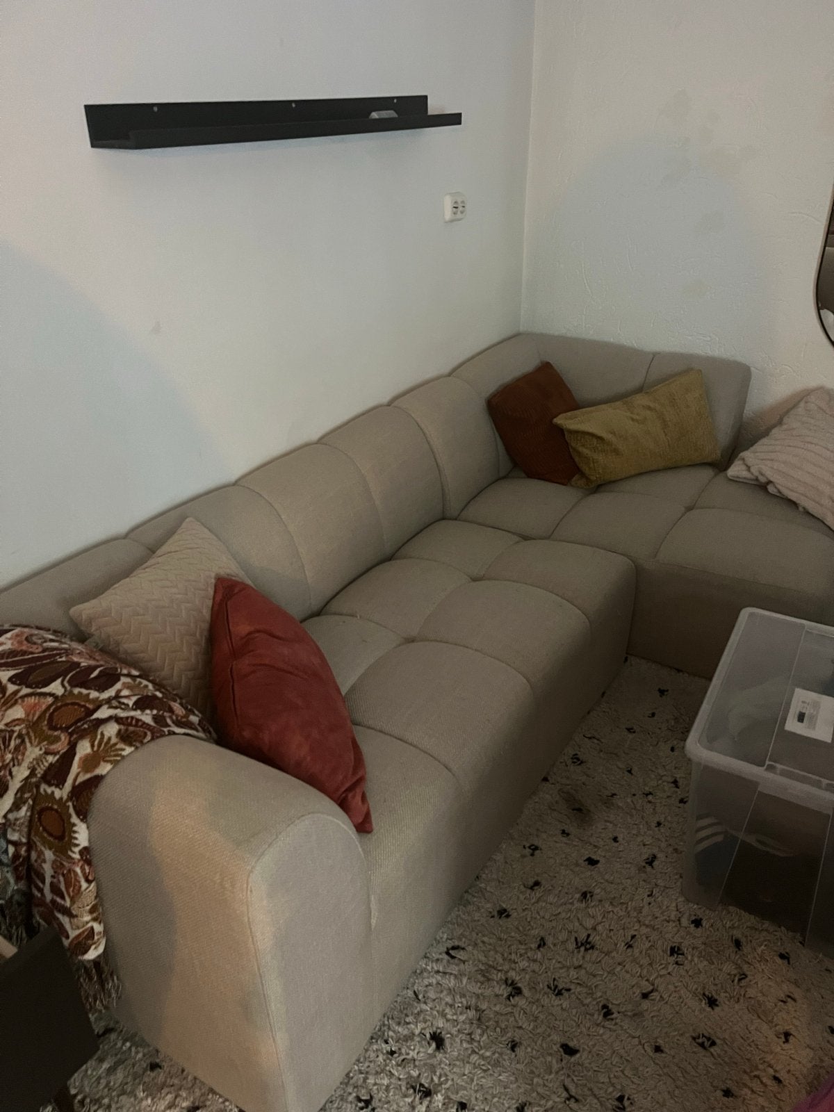 Comfortabele stoffen hoekbank - Zo goed als nieuw, Ophalen, 100 tot 125 cm, 150 tot 200 cm, Hoekbank